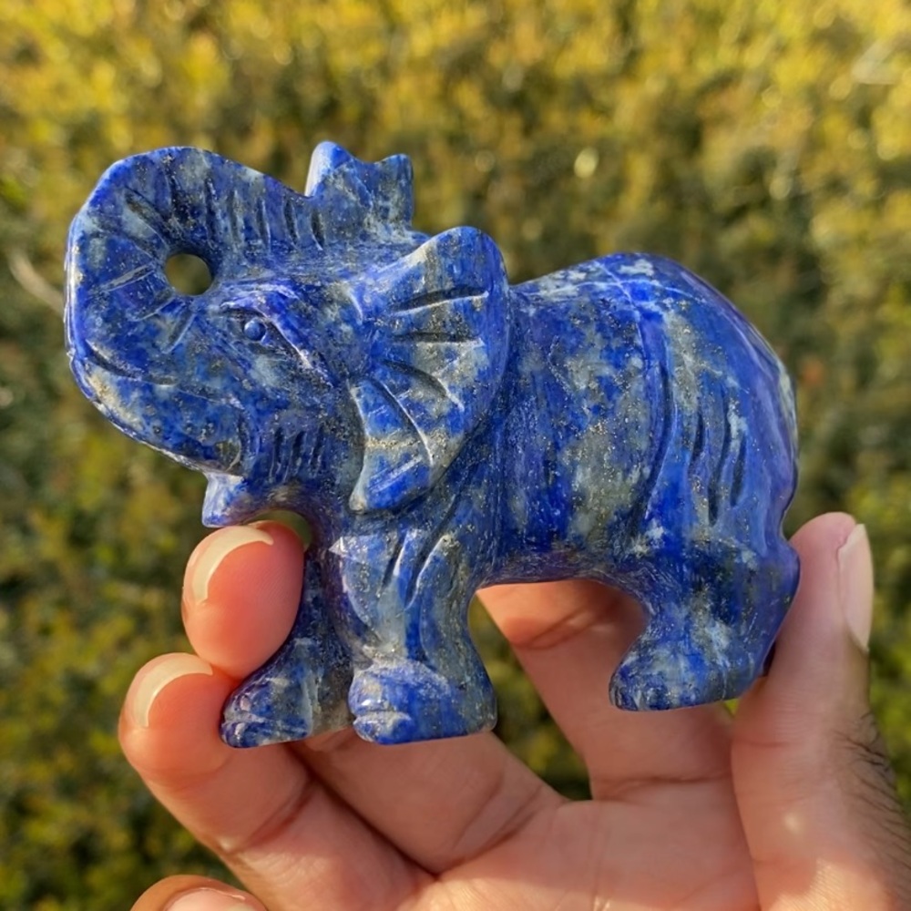 Lapis Lazuli with Pyrite Elephant Carving - Picture 13 of 13